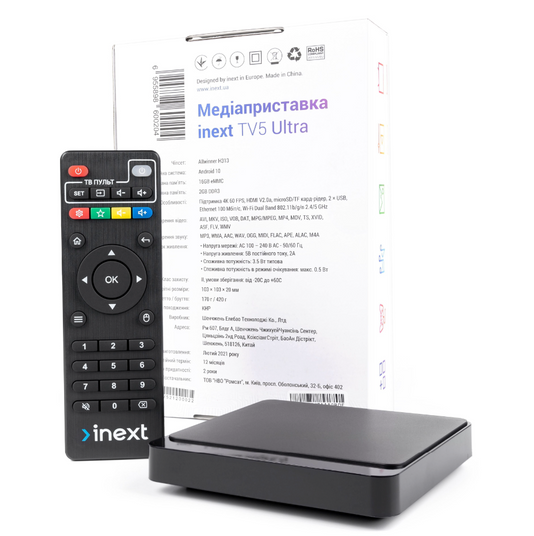 Смарт приставка Inext 2/16GB 4K TV5 Ultra Smart TV Box Android 00010028 фото