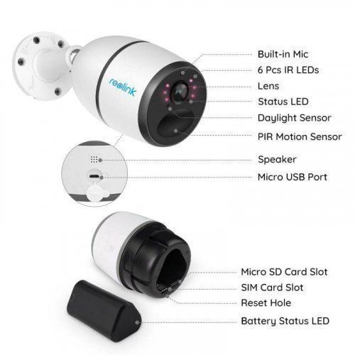 IP камера Reolink Go Plus, 4MP, IR10m, 16x Digital Zoom, Mic, Speaker, MicroSD, 4G LTE, Battery, IP65 011172 фото